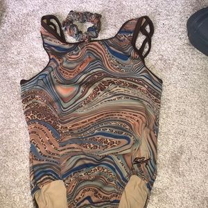 brown/multi GK gymnastics leotard